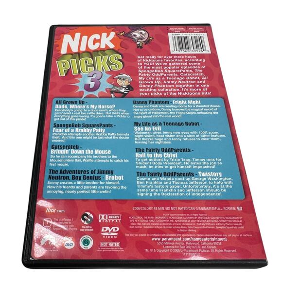 Nick Picks Volume 3 DVD 2006 Jimmy Neutron SpongeBob Fairly Oddparents Phantom - Picture 2 of 4